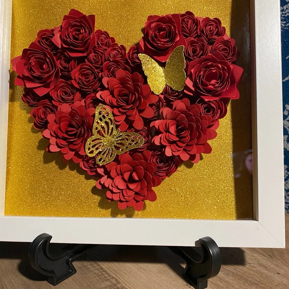 8 X 8 Red Heart Shadow Box | Custom Text | Birthday Gift | Anniversary - Picture 7 of 8